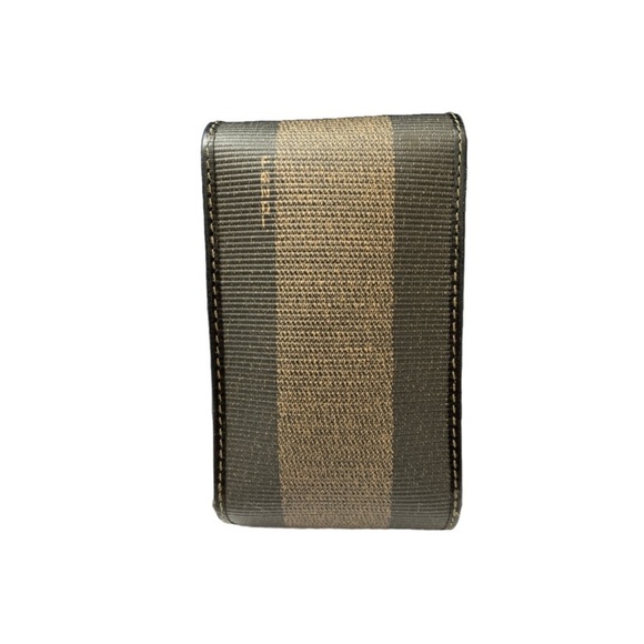 FENDI Roma Vintage Pecan Pattern Case Block Check Leather PVC Small Holder - Picture 3 of 11